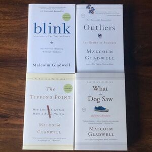 4 Malcolm Gladwell softcover books: Blink, Outliers, Tipping Point, What Dog Saw